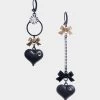 BETSEYS MISMATCH BUBBLE HEART BOW EARRINGS BLACK -Betsey Johnson 37B01423 E01
