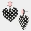BETSEYS PEARL HEART DROP EARRINGS BLACK -Betsey Johnson 37B09733 E01