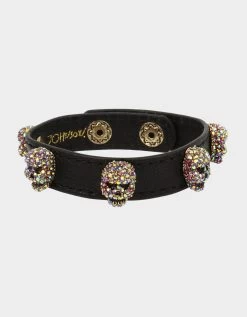 BETSEYS PAVE SKULL BRACELET PINK