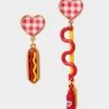 KITSCH COOKOUT MISMATCH KETCHUP MUSTARD EARRINGS MULTI -Betsey Johnson 440684GLD966