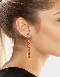 KITSCH COOKOUT MISMATCH KETCHUP MUSTARD EARRINGS MULTI -Betsey Johnson 440684GLD966 2
