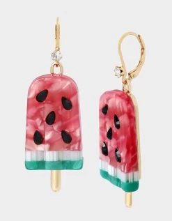 Betsey Johnson 14 KITSCH COOKOUT WATERMELON DROP EARRINGS PINK