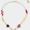 KITSCH COOKOUT HOT DOG COLLAR NECKLACE MULTI -Betsey Johnson 440691GLD966 1