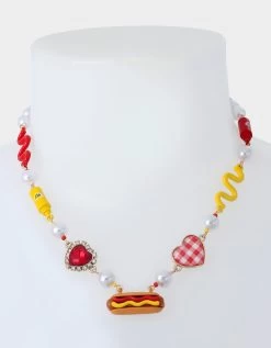 KITSCH COOKOUT HOT DOG COLLAR NECKLACE MULTI -Betsey Johnson 440691GLD966 2
