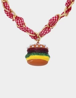 KITSCH COOKOUT HAMBURGER NECKLACE MULTI -Betsey Johnson 440692GLD966 2