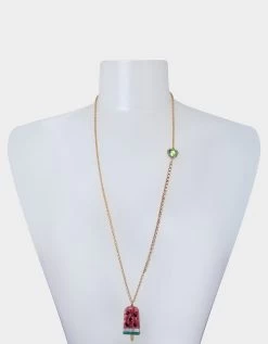 KITSCH COOKOUT LONG WATERMELON NECKLACE PINK -Betsey Johnson 440693GLD650 3