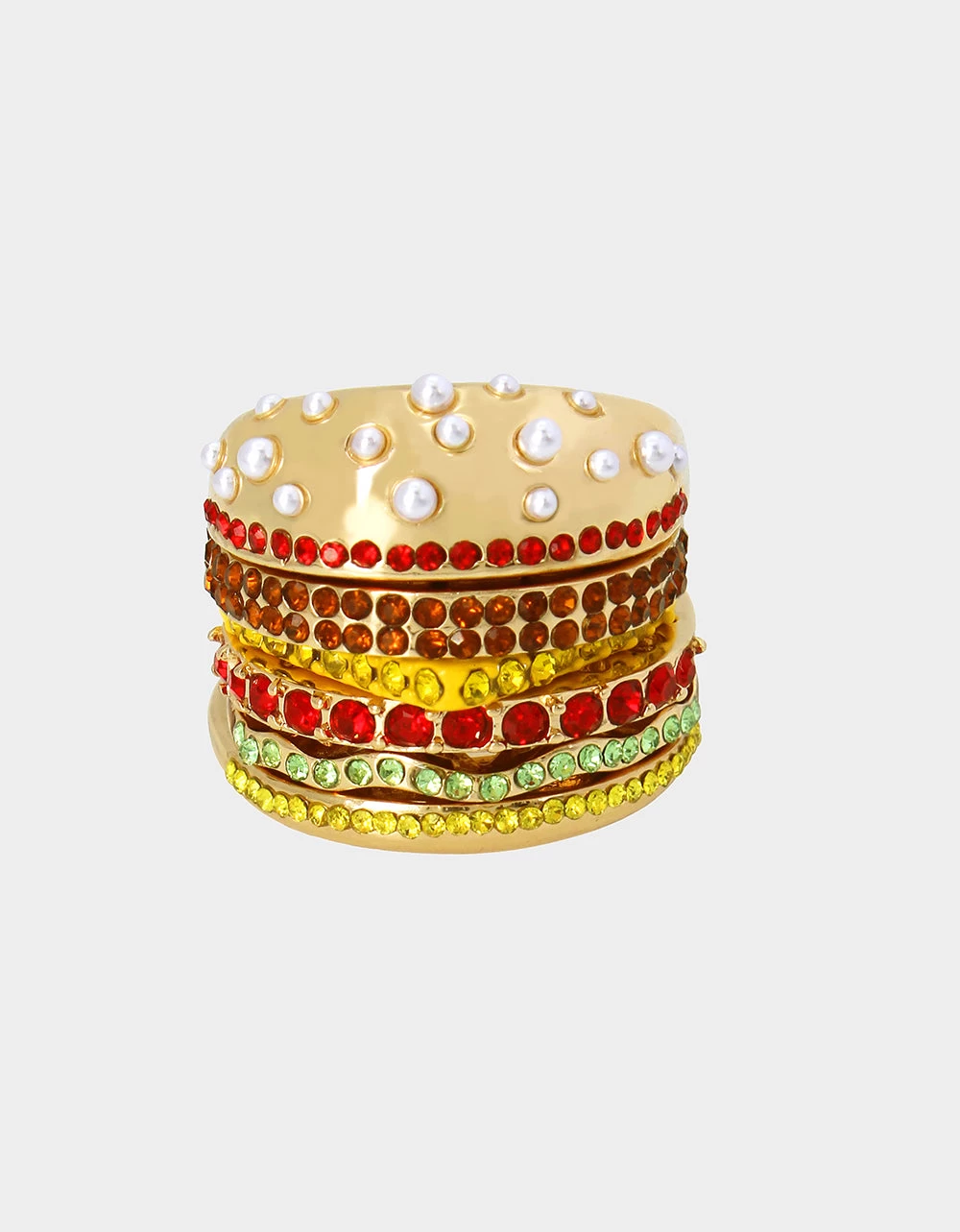 KITSCH COOKOUT HAMBURGER STACKED RING MULTI 3 KITSCH COOKOUT HAMBURGER STACKED RING MULTI