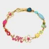 BETSEY LOVE FEST MIXED FLEX BRACELET PASTEL MULTI -Betsey Johnson 440779GLD968