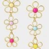 BETSEY LOVE FEST OPEN HEART LINEAR EARRINGS PASTEL MULTI