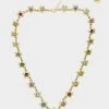 BETSEY LOVE FEST STONE FLOWER COLLAR NECKLACE PASTEL MULTI