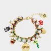 CHARM SCHOOL CHARM BRACELET RED -Betsey Johnson 452716GLD600