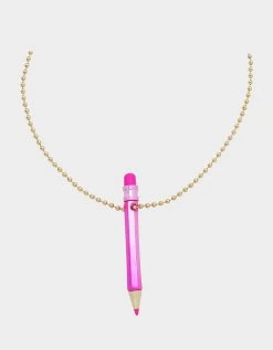 CHARM SCHOOL PENCIL PENDANT PINK