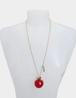 CHARM SCHOOL APPLE PENDANT RED -Betsey Johnson 452740GLD600 3