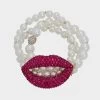 MIDNIGHT GARDEN PEARL LIP BRACELET PINK -Betsey Johnson 452748GLD651
