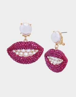MIDNIGHT GARDEN LIP EARRINGS PINK