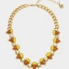 RICH WITCH CANDY CORN FRONTAL NECKLACE ORANGE -Betsey Johnson 452761GLD800