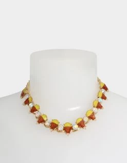 RICH WITCH CANDY CORN FRONTAL NECKLACE ORANGE -Betsey Johnson 452761GLD800 2