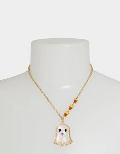 RICH WITCH SHORT GHOST NECKLACE ORANGE -Betsey Johnson 452775GLD800 3