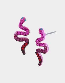MIDNIGHT GARDEN SNAKE STUDS FUCHSIA