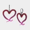 MIDNIGHT GARDEN HEART DROP EARRINGS FUCHSIA -Betsey Johnson 452826HEM651