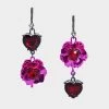 MIDNIGHT GARDEN FLOWER DROP EARRINGS FUCHSIA -Betsey Johnson 452829HEM651