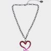 MIDNIGHT GARDEN HEART NECKLACE FUCHSIA -Betsey Johnson 452834HEM651