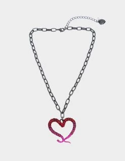 MIDNIGHT GARDEN HEART NECKLACE FUCHSIA