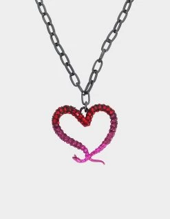 MIDNIGHT GARDEN HEART NECKLACE FUCHSIA -Betsey Johnson 452834HEM651 2