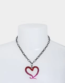 MIDNIGHT GARDEN HEART NECKLACE FUCHSIA -Betsey Johnson 452834HEM651 3