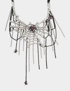 RICH WITCH SPIDER BIB NECKLACE RED -Betsey Johnson 452840HEM600 2