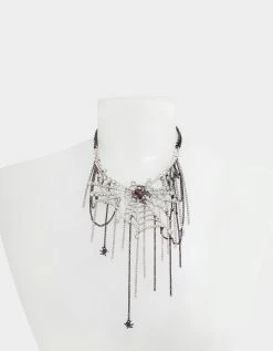 RICH WITCH SPIDER BIB NECKLACE RED -Betsey Johnson 452840HEM600 3