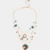 BETSEYS MIXED MULTI FLOWER HEART ILLUSION NECKLACE MULTI -Betsey Johnson B10288 N01