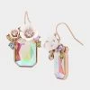 BETSEYS FLOWER STONE DROP EARRINGS WHITE -Betsey Johnson B12331 E02