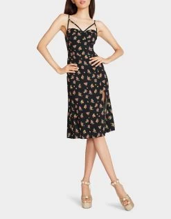 MADELINE MIDI DRESS BLACK MULTI -Betsey Johnson BETSEY JOHNSON APPAREL JN208698 CABBAGE DITSY 03