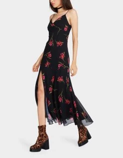 ADDISON MIDI DRESS ORCHID PRINT BLACK -Betsey Johnson BETSEY JOHNSON APPAREL JN308807 DIVINE IRIS 03