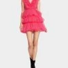 BETSEYS TIERED TULLE DRESS HOT PINK -Betsey Johnson BETSEY JOHNSON APPAREL JN308986 HOT PINK 02
