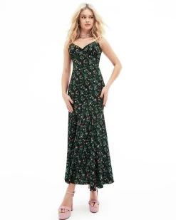 ADDISON MIDI DRESS FLORAL BLACK -Betsey Johnson BETSEY JOHNSON FALL RTW JN208748 RAVEN BLACK 01