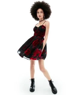 LUCIA MINI DRESS RED MULTI -Betsey Johnson BETSEY JOHNSON FALL RTW JN308862 RED FLORAL 01