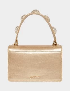 X MARKS THE SPOT TOP HANDLE BAG GOLD 16 X MARKS THE SPOT TOP HANDLE BAG GOLD -Betsey Johnson BETSEY JOHNSON HANDBAGS BJ34455N GOLD BACK