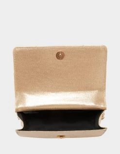 X MARKS THE SPOT TOP HANDLE BAG GOLD 15 X MARKS THE SPOT TOP HANDLE BAG GOLD -Betsey Johnson BETSEY JOHNSON HANDBAGS BJ34455N GOLD INSIDE