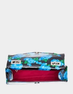 BOW FLAP CONVERTIBLE BAG BLUE MULTI -Betsey Johnson BETSEY JOHNSON HANDBAGS BJ34720F BLUE FLORAL INSIDE
