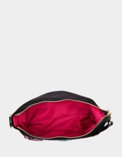 DOODLE FLOWER SHOULDER HOBO BAG BLACK -Betsey Johnson BETSEY JOHNSON HANDBAGS BJ34785F BLACK INSIDE