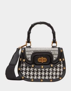 Betsey Johnson 36 A REAL TART MINI FLAP CROSSBODY BLACK/WHITE