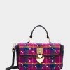 PRETTY & PUNK PLAID STUDDED FLAP SATCHEL PINK -Betsey Johnson BETSEY JOHNSON HANDBAGS BJ34875F PINK