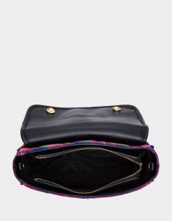 PRETTY & PUNK PLAID STUDDED FLAP SATCHEL PINK -Betsey Johnson BETSEY JOHNSON HANDBAGS BJ34875F PINK INSIDE