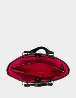 THICK SKULLED TOTE BLACK 13 THICK SKULLED TOTE BLACK -Betsey Johnson BETSEY JOHNSON HANDBAGS BJ34895F PINK INSIDE