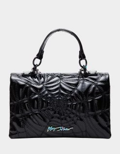 CHARMS & SPELLS CHARM BRACELET BAG BLACK PATENT -Betsey Johnson BETSEY JOHNSON HANDBAGS BJ34955F BLACK PATENT BACK