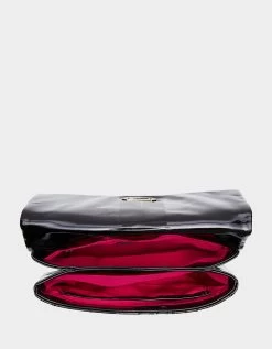 CHARMS & SPELLS CHARM BRACELET BAG BLACK PATENT -Betsey Johnson BETSEY JOHNSON HANDBAGS BJ34955F BLACK PATENT INSIDE