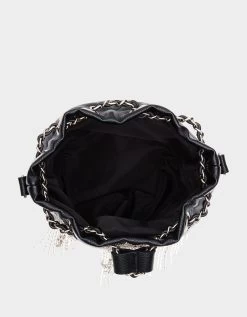 FRINGE BENEFITS BUCKET CROSSBODY BLACK -Betsey Johnson BETSEY JOHNSON HANDBAGS BJ34975F BLACK INSIDE