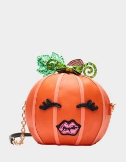 Betsey Johnson 26 KITSCH PUMPKIN CROSSBODY ORANGE MULTI